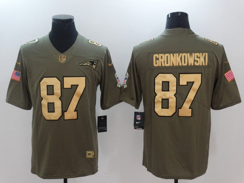 Men's New England Patriots Rob Gronkowski #87 Brown Game Player Jersey1