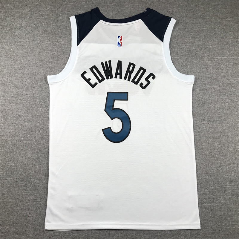 Men's Minnesota Timberwolves Anthony Edwards #5 White Swingman Jersey1 - Association Edition