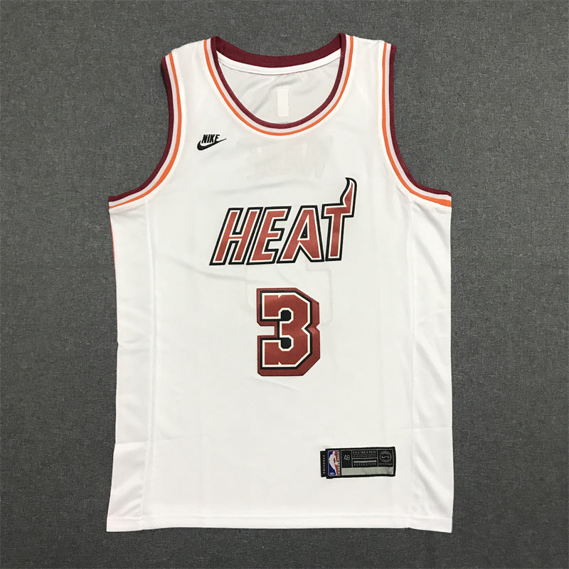 Men's Miami Heat Dwyane Wade #3 White 2022/23 Swingman Jersey1 - Classic Edition