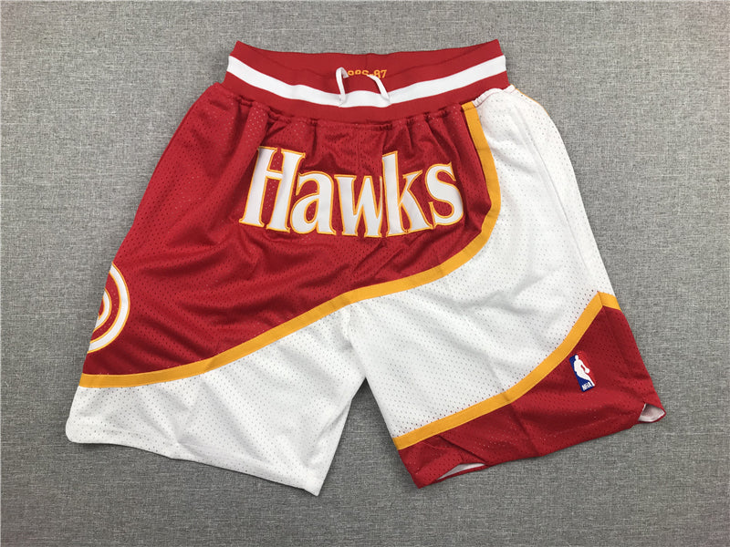 Men's Atlanta Hawks Red/White Basketball Retro Shorts1