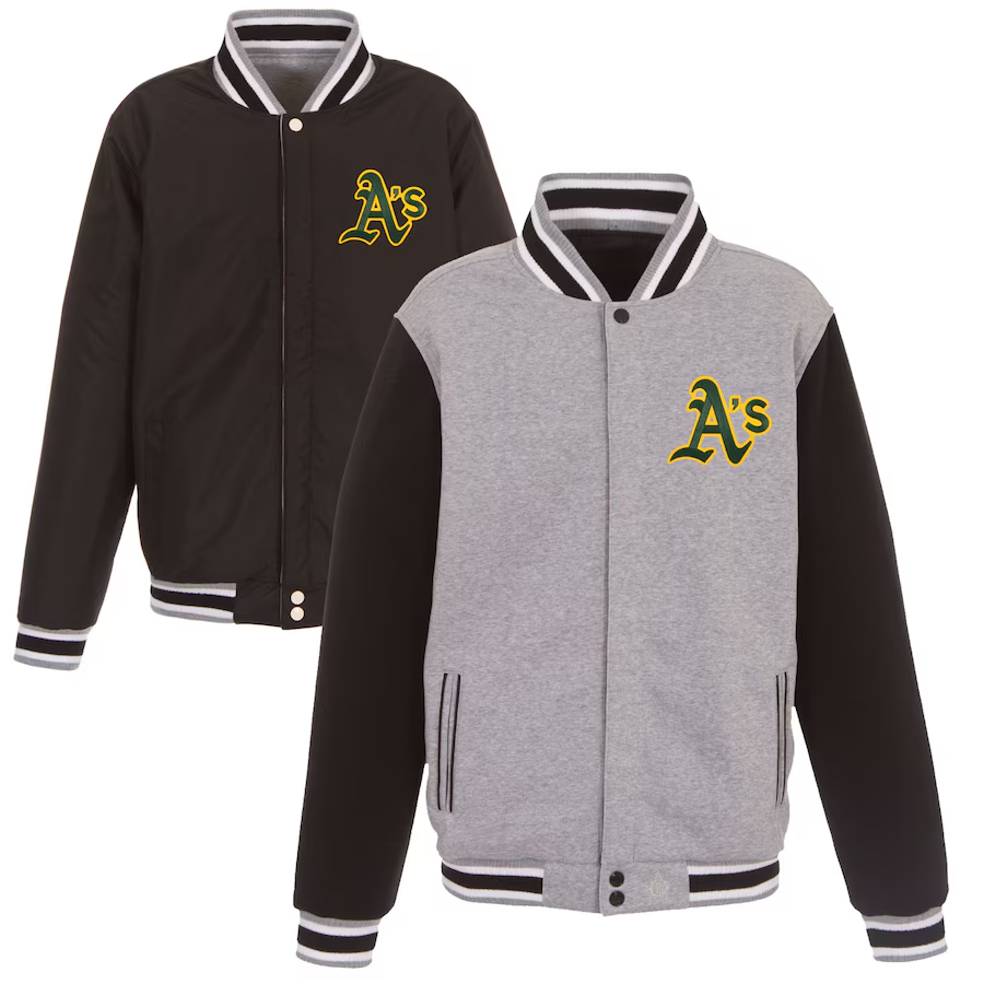 Men's Oakland Athletics JH Design Reversible Fleece Full-Snap Jacket