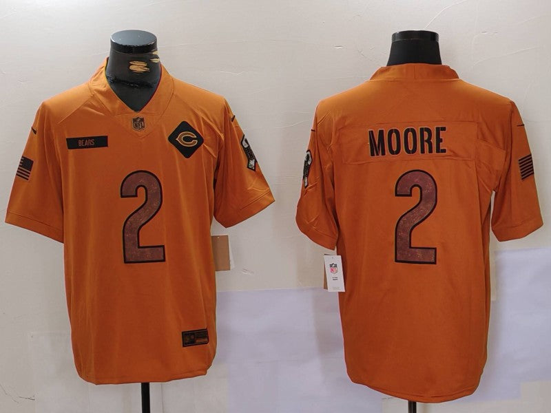 Men's Chicago Bears D.J. Moore #2 Brown 2023 Salute To Service Limited Jersey1