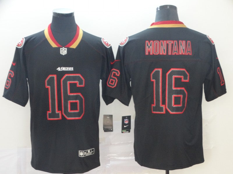 Men's San Francisco 49ers Joe Montana #16 Black Game Player Jersey1