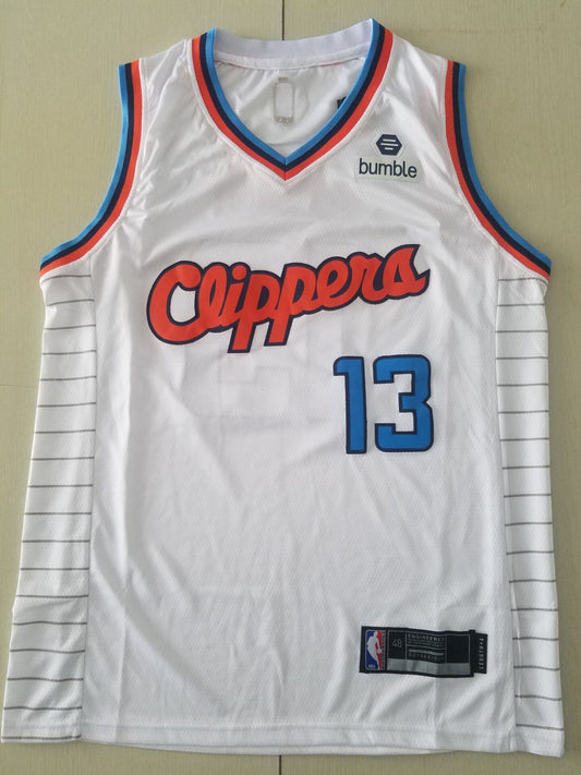 Men's LA Clippers Paul George #13 White Classics Jersey1