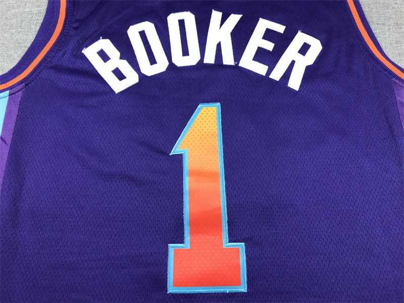 Men's Phoenix Suns Devin Booker #1 Purple 2023/24 Swingman Jersey1 - City Edition