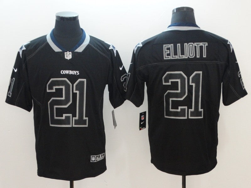 Men's Dallas Cowboys Ezekiel Elliott #21 Black Alternate Game Jersey1