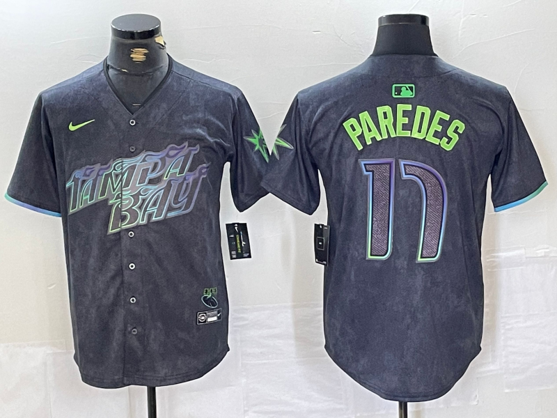 Men's Tampa Bay Rays Isaac Paredes #17 Charcoal 2024 City Connect Limited Player Jersey1