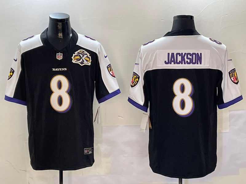 Men's Baltimore Ravens Lamar Jackson #8 Black Vapor F.U.S.E. Limited Jersey1