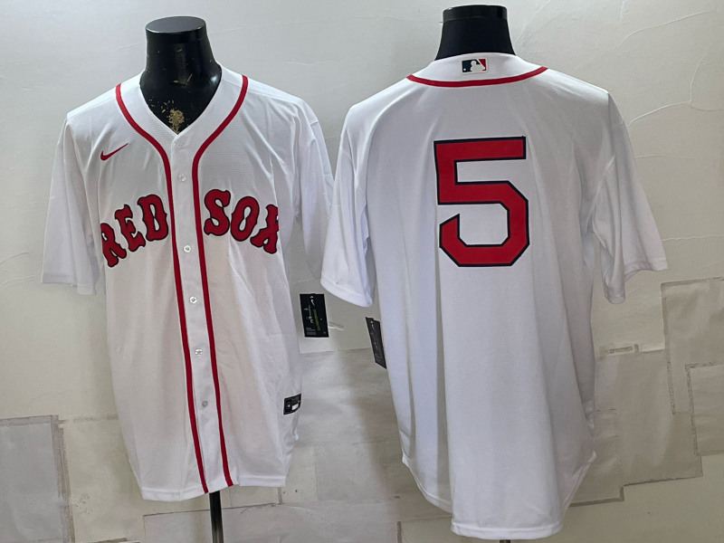 Men's Boston Red Sox Enrique Hernandez #5 White Replica Player Jersey