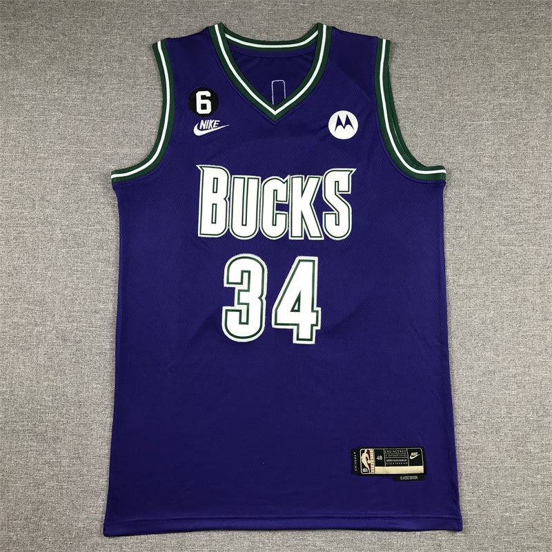 Men's Milwaukee Bucks Giannis Antetokounmpo #34 Purple 2022/23 Swingman Jersey1 - Classic Edition