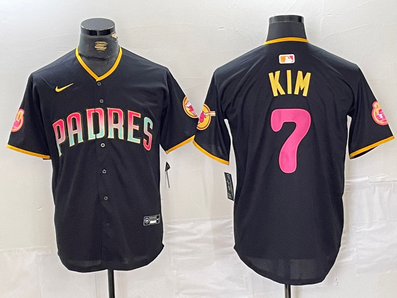 Men's San Diego Padres Ha-Seong Kim #7 Black Replica Player Jersey1
