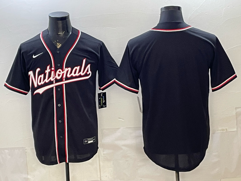 Men's Washington Nationals Fashion Replica Black Out Jersey