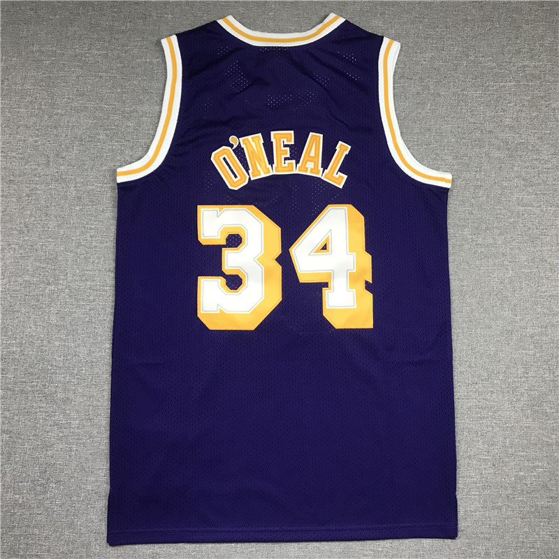 Men's Los Angeles Lakers Shaquille O'Neal #34 Purple 1996-97 Classics Jersey1