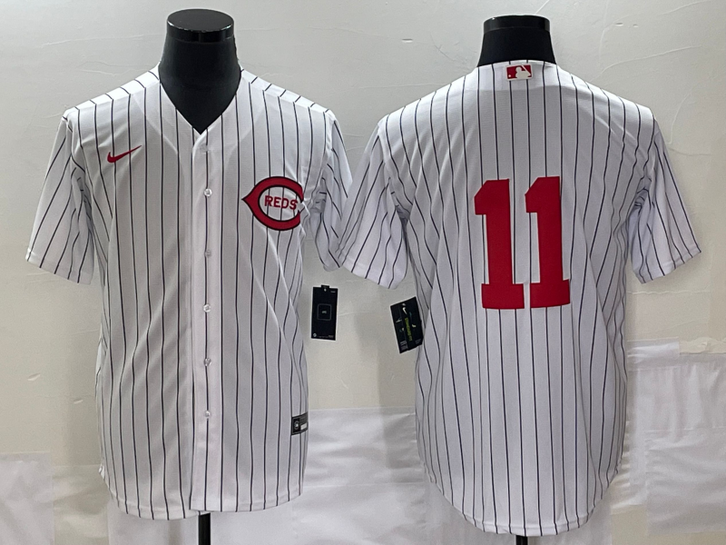 Men's Cincinnati Reds Barry Larkin #11 White 2022 MLB at Field of Dreams Game Authentic Player Jersey1