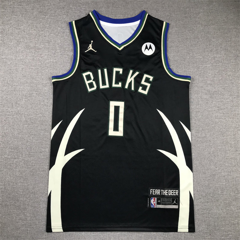Men's Milwaukee Bucks Damian Lillard #0 Black Fast Break Player Jersey1 - Statement Edition