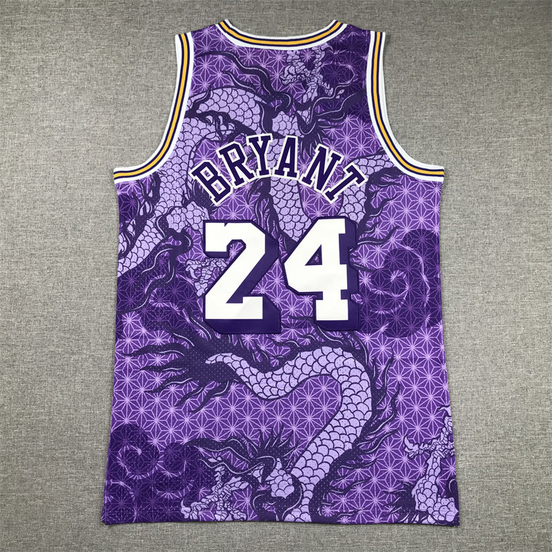 Men's Los Angeles Lakers Kobe Bryant #24 Purple Year of Dragon Edition Swingman Jersey1