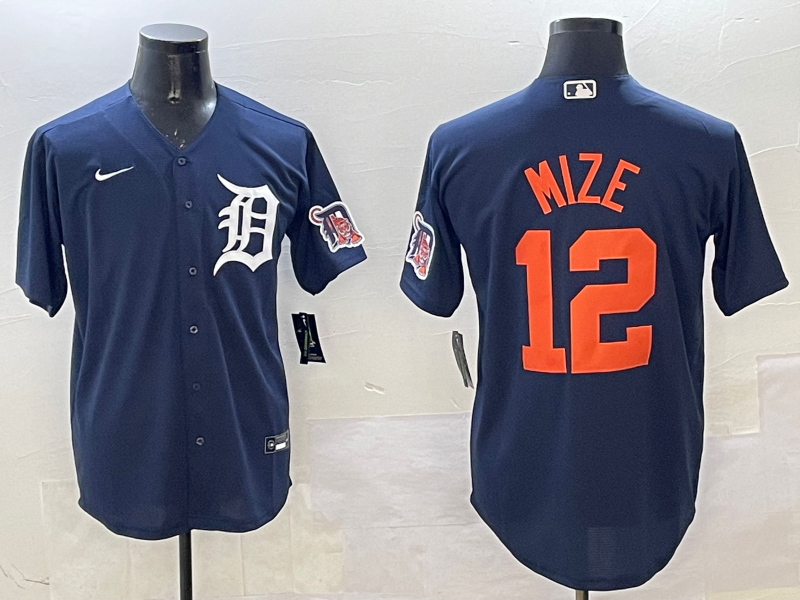 Men's Detroit Tigers Casey Mize #12 Navy Replica Player Jersey1