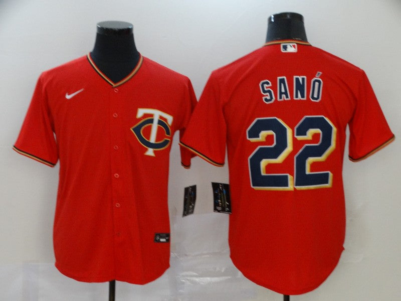 Men's Minnesota Twins Miguel Sano #22 Red Replica Baseball Jersey1