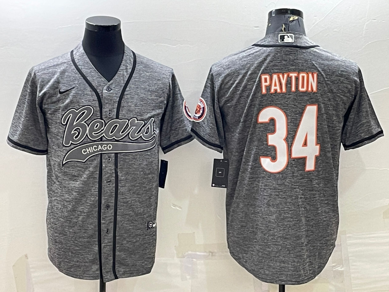 Men's Chicago Bears Walter Payton #34 Gray Game Jersey1 Joint Edition
