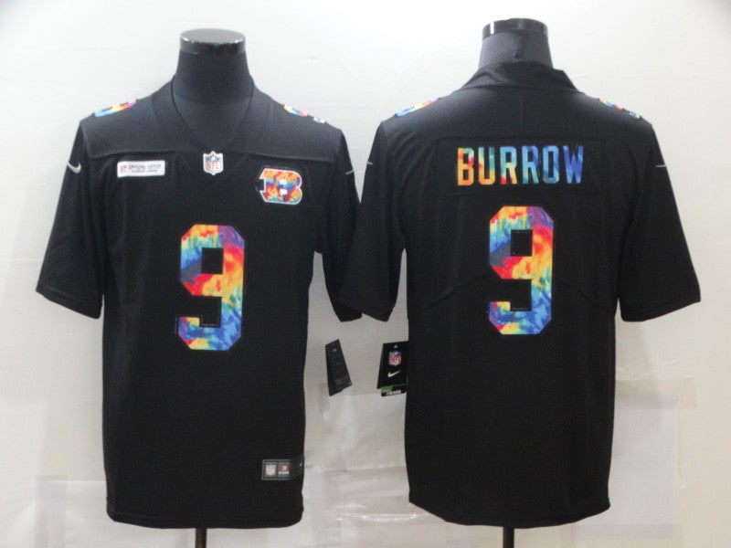 Men's Cincinnati Bengals #9 Joe Burrow Black Game Jersey1