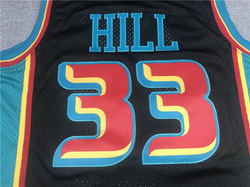 Men's Detroit Pistons Grant Hill 1998-99 Black Hardwood Classics Swingman Jersey1