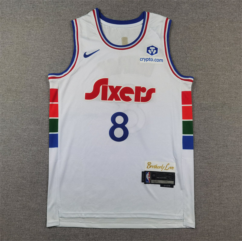 Men's Philadelphia 76ers Paul George #8 White 2024/25 Swingman Player Jersey1 - City Edition
