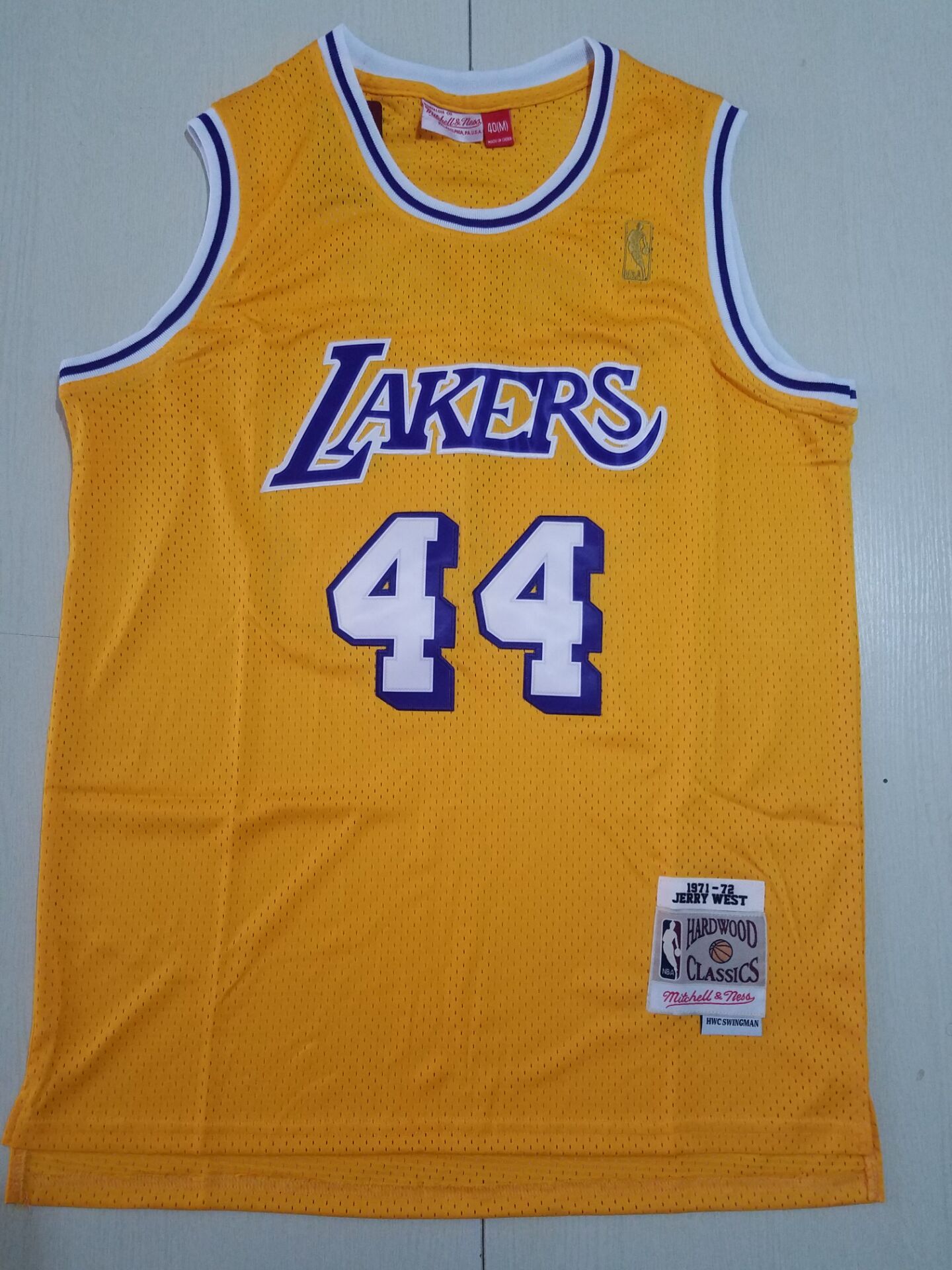 Men's Los Angeles Lakers Jerry West Gold Big & Tall Hardwood Classics Jersey1