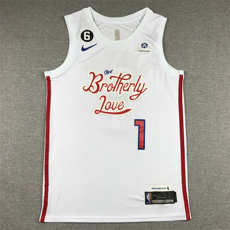Men's Philadelphia 76ers James Harden #1 White 2022/23 Swingman Jersey1 - City Edition