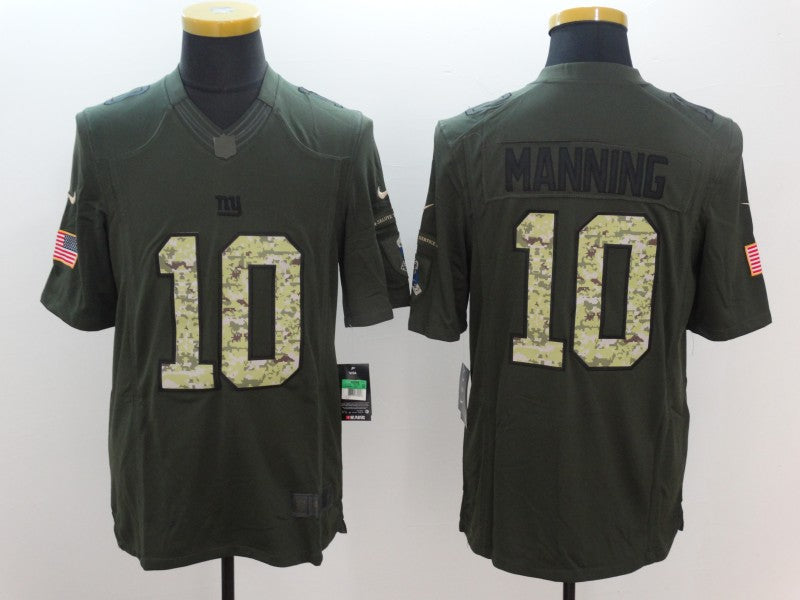Men's New York Giants Eli Manning #10 Army Green Game Jersey1
