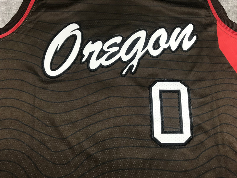 Men's Portland Trail Blazers Damian Lillard Brown Swingman Jersey1 City Edition