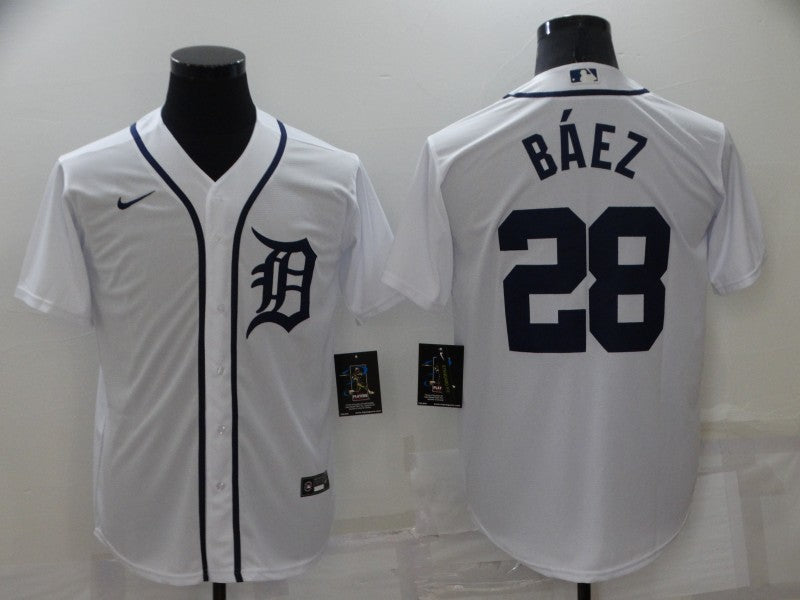 Men's Detroit Tigers Javier Baez #28 White Replica Baseball Jersey1