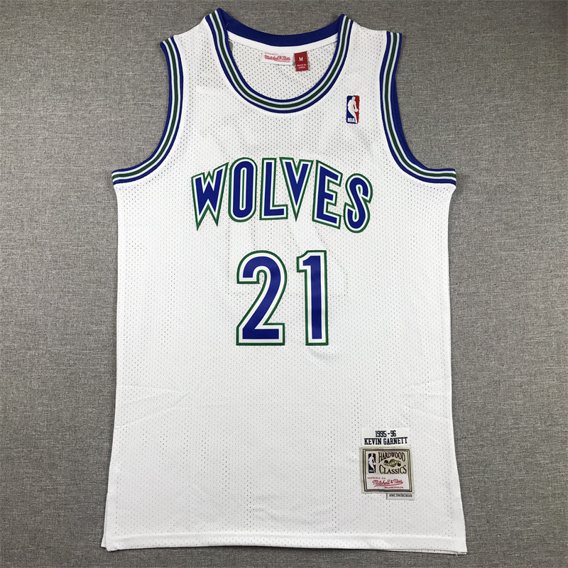 Men's Minnesota Timberwolves Kevin Garnett #21 White Hardwood Classics Swingman Jersey1