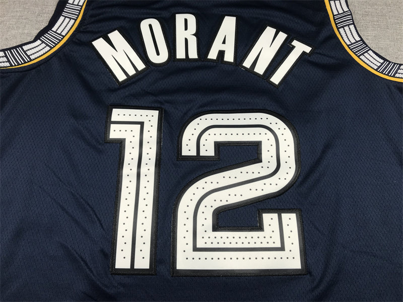 Men's Memphis Grizzlies Ja Morant #12 Navy City Edition Classic Jersey1