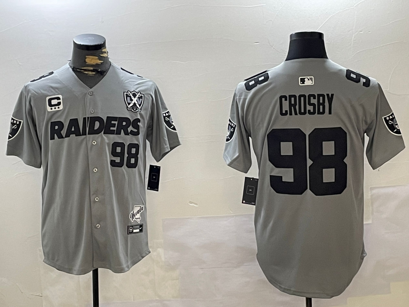 Men's Las Vegas Raiders Maxx Crosby #98 Gray Game Player Jersey1