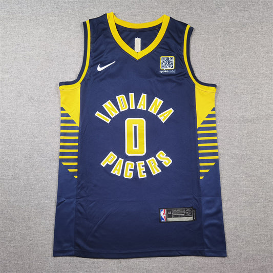 Men's Indiana Pacers Tyrese Haliburton #0 Navy Swingman Jersey1 - Icon Edition