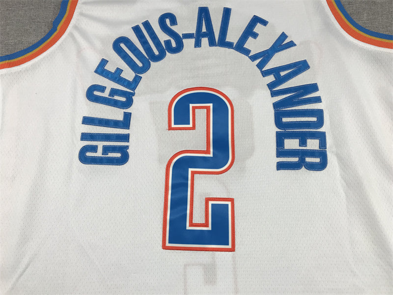Men's Oklahoma City Thunder Shai Gilgeous-Alexander #2 White 2022/23 Fast Break Replica Jersey1 - Association Edition