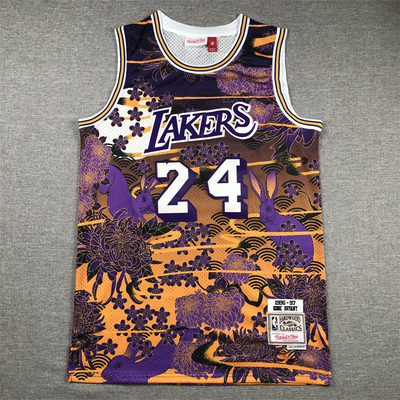 Men's Los Angeles Lakers Kobe Bryant #24 Year of Rabbit Edition Hardwood Classics Swingman Jersey1