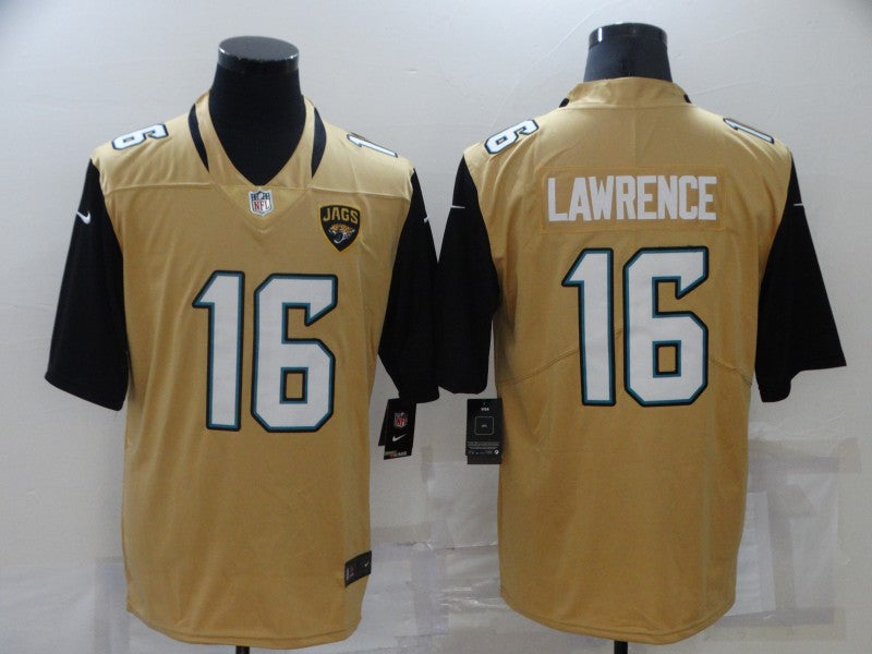 Men's Jacksonville Jaguars Trevor Lawrence #16 Gold Inverted Legend Jersey1
