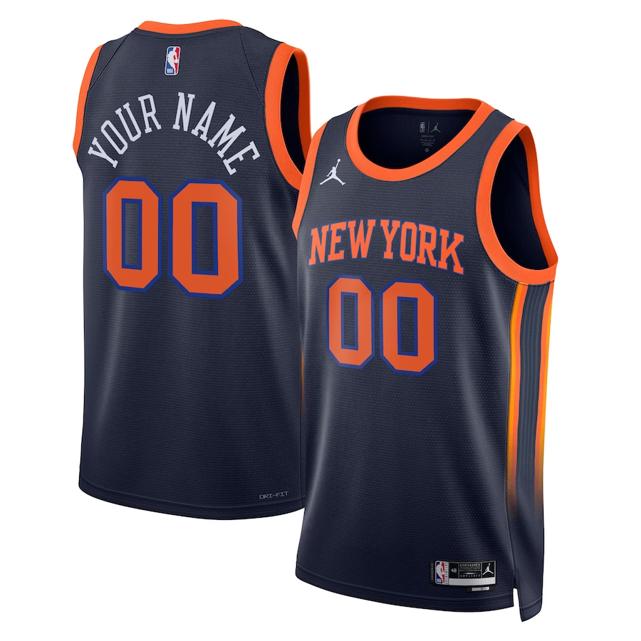 Men's New York Knicks Navy 2022/23 Game Custom Jersey - Statement Edition