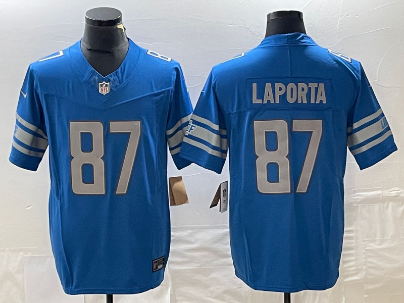 Men's Detroit Lions Sam Laporta #87 Blue Player Game Jersey1