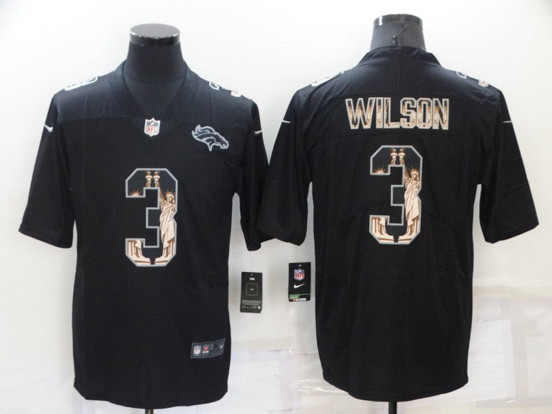 Men's Denver Broncos Russell Wilson #3 Black Player Jersey1
