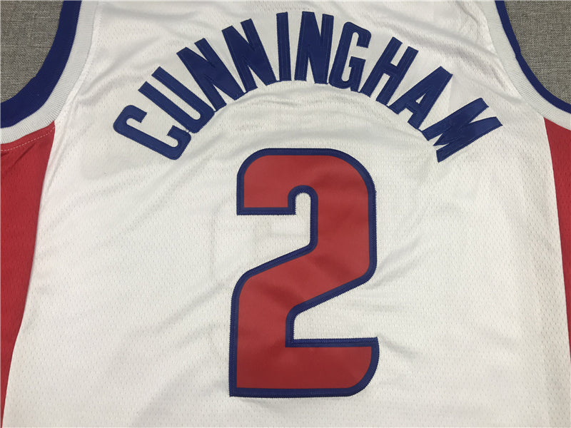 Men's Detroit Pistons Cade Cunningham White 2020/21 Swingman Fashion Jersey1