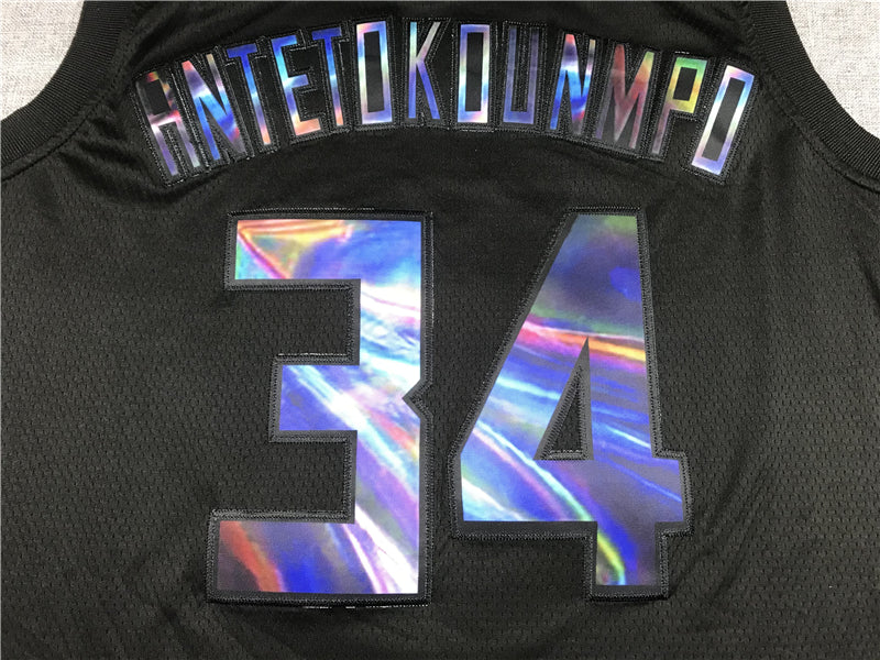 Men's Milwaukee Bucks Giannis Antetokounmpo #34 NBA Black Swingman Jersey1