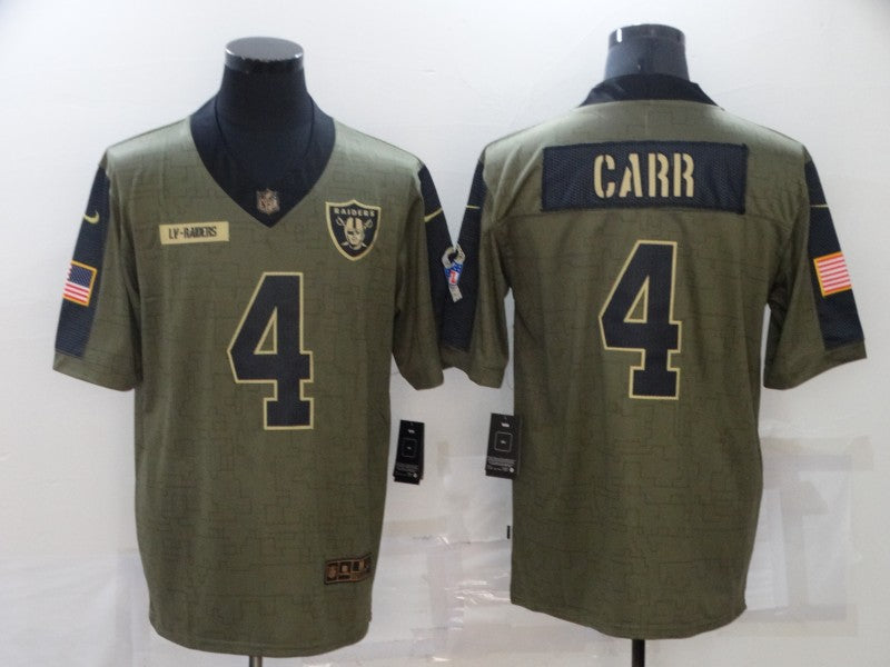Men's Las Vegas Raiders Derek Carr #4 Brown Authentic Game Jersey1