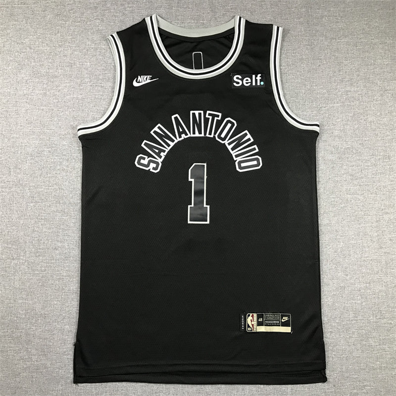 Men's San Antonio Spurs Victor Wembanyama #1 Black 2022/23 Swingman Jersey1 - Classic Edition