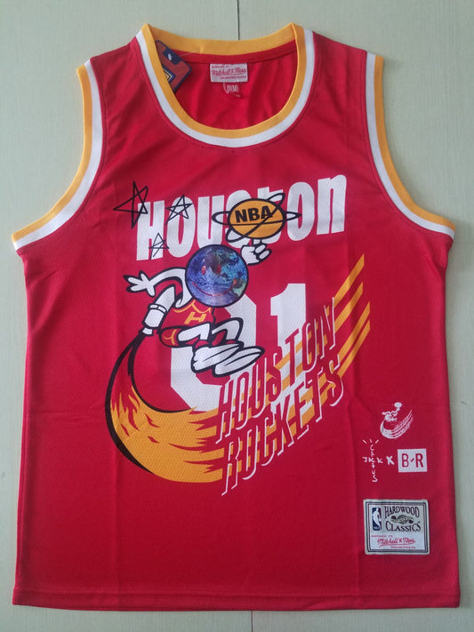 Men's Houston Rockets #01 NBA Red Classics Jersey1 - Joint Edition
