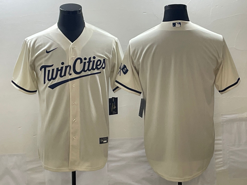 Men's Minnesota Twins Beige Alternate Replica Team Blank Jersey1