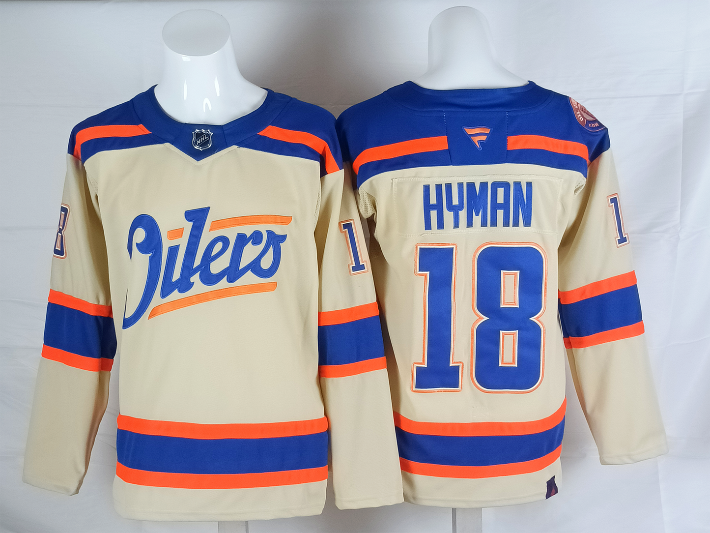 Men's Edmonton Oilers Zach Hyman #18 Light Beige Premium Player Jersey