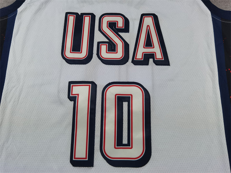 Men's 2024 USA Dream Team Jayson Tatum #10 White Authentic Player Jersey