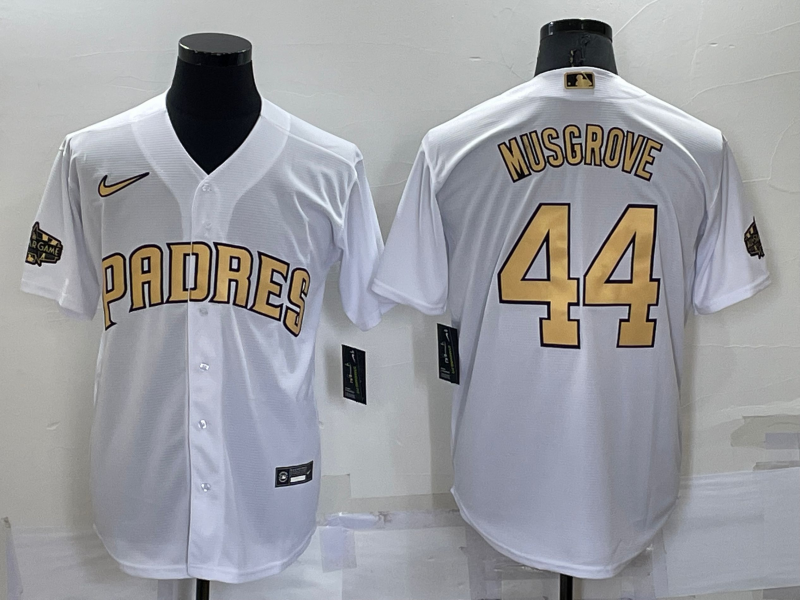 Men's San Diego Padres Joe Musgrove #44 White Replica Player Jersey1